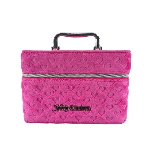 Juicy Couture Handbags - Juicy Couture Terry Hearts Pink Hard Train Case Travel Cosmetic Makeup Bag NWT